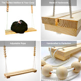 Chicken Swing Toy for Coop Natural Safe Wooden Accessories Handmade Durable Perch Ladder Birds Entertainment Stress Relief