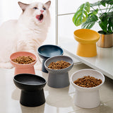 Cat Nordic Style Food Bowl Pet Animal Ceramics Eating Dishes High Foot Candy Color Puppy Kitten Matte Bowls Dog Accessories