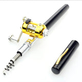 Portable Pocket Telescopic Mini Fishing Rod Pole Pen Shape Folded Fishing Rod With Reel Wheel For Outdoor River Lake Fishing