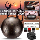 10 Inch Steel Tongue Drum 11 Notes Steel Tongue Drums Handpan Musical Percussion Instrument with Storage Bag