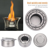 LIXADA Titanium Camping Stove Alcohol Stove Pocket Stove Outdoor Wood Burning Stove Camping Pot Holder BBQ Firewood Bracket