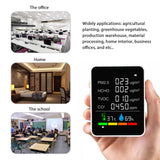Air Quality Detector CO2 Tester with Carbon Dioxide PM2.5 TVOC HCHO Value Electricity Quantity Temperature Humidity Backlit LCD