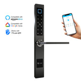 Waterproof European Style TTlock Bluetooth fingerprint access electronic Smart door lock For Aluminum Glass Door