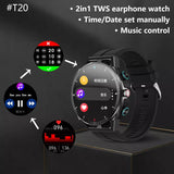 T20 Smart Watch TWS Earbuds 2 In 1 HIFI Stereo Wireless Headset Music Play Combo Bluetooth Phone Call Men Sports Smartwatch