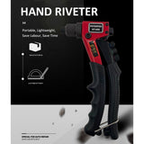 Hand Rivet Gun Heavy Duty Single Hand Manual Riveter with 4 Interchangeable Heads 3/32 Inch 1/8 Inch 5/32 Inch 3/16 Inch