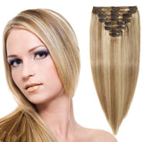 Real hair wigs, long straight hair clips, eight sets of 18 card real hair extensions Clip In