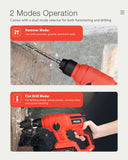 100-240V 21V 2.0Ah Electric Impact Drill Hammer Electric Cordless Drill Powerful Speed ConcreteBreaker W/ One Battery