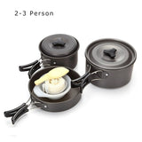 Desert Fox Outdoor Tableware Camping Cookware Pots Set, Lightweight Mini Aluminum Folding Pot Set with Storage Sack, 1-4 Person
