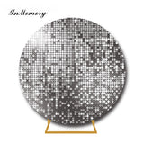 InMemory Glitter Sequin Elastic Round Photography Backdrops Wedding Baby Shower Disco Party Photobooth Shine Twinkle Table Cover