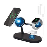 4 in 1 Magnetic Wireless Charger Compatible with Charger, Fast Wireless Charging Station with 18W QC3.0 Adapter