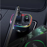 Car Radio Bluetooth 5.0 Adapter FM Transmitter Music Player Hands Free Kit QC3.0 with Dual USB C Charger