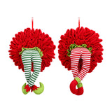 Christmas Wreath Front Door Decor Hanging Elf Leg Santa Tree Home Party Plush Garland for Wall Window 52cm TOO789