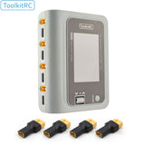 ToolkitRC Q4AC 4x50w 4 Ports XT60 with XT30 Adapters AC DC Smart Charger IPS Bright Clear Wide Angle Display for Lipo Battery