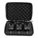 Fishing Bite Alarms Set Digital Fishing Alarm Kit LED Alarm Indicator Alert Bell Swinger Fishing Tackle with Zippered Box