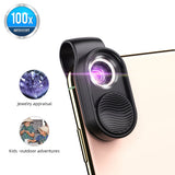 APEXEL 100X Microscope Lens Mobile Phone Macro Lens High Magnification LED Mini Pocket Portable Lens For iPhone Most Smartphones