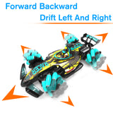 2.4GHz 4WD RC Stunt Car 1/12 RC Spray Car 25km/h Remote Control Car 2 Control Mode with Light Engine Sound 360 Rotation for Kids