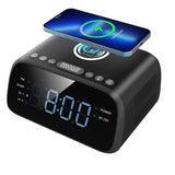 Alarm Clock With Bluetooth Speaker And Wireless Charger,Fm Radio Clock ,Dimmable Led Digital Display For Home Bedroom