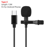 USB Type C 3.5mm Mini Portable Clip-on Lapel Lavalier Condenser Mic Wired Microphone For IPhone IPad Android Smartphone Camera