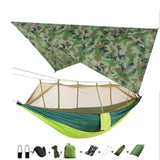 Outdoor Mosquito Net Parachute Portable Camping Hammock with Rain Fly Tarp,Nylon Hammocks Camping Hanging Sleeping Bed Swing