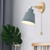 Nordic Wooden Wall Lamp Bedside Wall Lamp Sconce Wall Light for Bedroom Corridor with Zip Switch Freely Rotatable