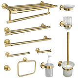 Golden Towel Rack Towel Bar Ring Brushed Gold Hardware Set Robe Coat Hook Toilet Tissue Paper Holder Bathroom Accessories Kit