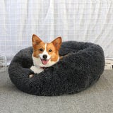 Round Big Dog Bed Sofa Long Plush Lounger Basket Fluffy Pet Bed House for Dogs Cats Puppy Cushion Winter Warm Pet Bed Kennel