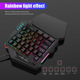 HXSJ J50 One-Handed Gaming Keyboard 35 Keys LED Backlight + Wired Gaming Mouse with Breathing Light 5500 DPI 7 Button Keyboard