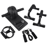 AB Wheel Roller Kit Abdominal Wheel Set with Push-Up Bar Jump Rope Hand Gripper Spring   Exerciser and Knee Pad Home Gym