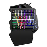 One Handed Gaming Keyboard Single Handed Mini Membrane Keyboard Professional Ultra-slim Wired Keyboard for PC Gamer