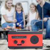 Emergency Solar Power Hand Crank Generator 2000mAh Bank AM/FM Radio Dynamo LED Flashlight Phone Charger