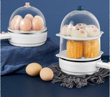 220V Household Electric Egg Steamer 2 Layers Steaming Cooking Machine Non-stick Mini Frying Pan Multi Cooker Egg Boiler