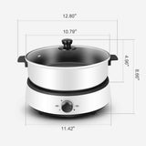Split Electric Hot Pot, Non-Stick Electric Skillet,4L Large Capacity Cooking Pot,with Stepless Knob for Temperature Control