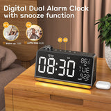 Alarm Clock For Bedroom 9Inch Large Display Digital Clock Radios Alarm Clock With USB Charger Radio