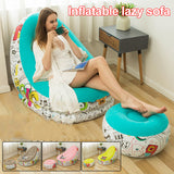 Inflatable Sofa Outdoor Inflatable Recliner Lazy Sofa With Footstool Graffiti Inflatable Sofa Camping  Portable Folding Chair