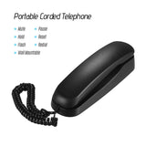 Mini Desktop Corded Landline Phone Fixed Telephone Wall Mountable Supports Mute/ Pause/ Hold/ Reset/ Flash/ Redial Functions