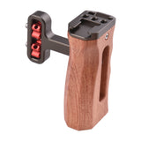 Universal Camera Cage Left/Right Side Handle Wooden Hand Grip with 1/4 Screw Hole Cold Shoe Mount for Camera Cage