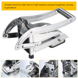 Kitchen Strip Cutter Stainless Steel French Fry Cutter Carrots Cucumbers Potato Strip-cutter Non-slip Suction Base with 2 Blades
