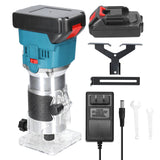 21V Cordless Electric Trimmer 6 Gears of Speeds Adjustable Wood Milling Trimming Engraving Slotting Machine Woodworking Router