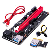 Ver009S PCI-E Riser Card 1X-16X Extender with 4 Solid Capacitors Dual-6pin 4 Pin Graphics Extension ETH Mining Powered Riser