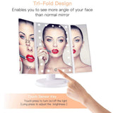 LED Makeup Vanity Mirror Magnification Lights Professional Tri-Fold 2X 3X Portable Cosmetic Makeup Portable Design