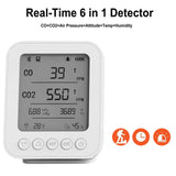 6 In 1 Car Air Quality Detector Vehicle Air Warning Smart Terminal CO CO2 Air Pressure Altitude Temp Humidity 24 H Real Monitor