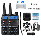2pcs Real 8W Baofeng UV-5R Walkie Talkie UV 5R High Power Amateur Ham CB Radio Station UV5R Dual Band Transceiver 10KM Intercom