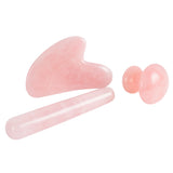 3 in 1 Natural Rose Quartz Guasha Jade Massage Stick for Facial Slimming Lifting Head Back Acupoints Relaxation Skin Health Care