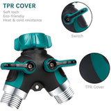 2pc Garden Y Hose Connector Metal Body Water Faucet Splitter With Comfortable Rubberized Grip Ose Splitter Heavy Duty Adapter