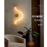 Nordic Linear Led Wall Lamp Art Deco Bedroom Hotel Bedside Modern Led Stave Wall Light Home Deco Gold Wall Sconce Mounted Wall