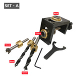 3 In 1 Woodworking Dowel Jig Set, Drill Guide Dowelling Jig Master Kit Pocket Hole Jig Drill Locator W/ 6/8/10/15mm Drilling Bit