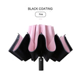 10k Umbrella Female Rainproof Windproof Reflective Umbrella Rain Women Anti-UV Umbrellas Pink Three Folding Automatic Umbrellas