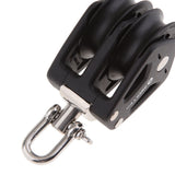 35mm Double Pulley Block Stainless Steel Boat Canoe Kayak Swivel Lifting Pulley Hanging Wire Towing Wheels - 300 kg / 661 Lbs
