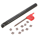 Metal Lathe Turning Tool Kit 3 PCS S07K/ S10K/ S12M-SCLCR06 Boring Bars 10 PCS CCMT0602 Carbide Inserts 3 Plum Wrenches