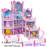 Princess Big Villa DIY Dollhouses casa muñecas Pink Castle Play House With Slide Yard Kit Assembled Doll House Toys